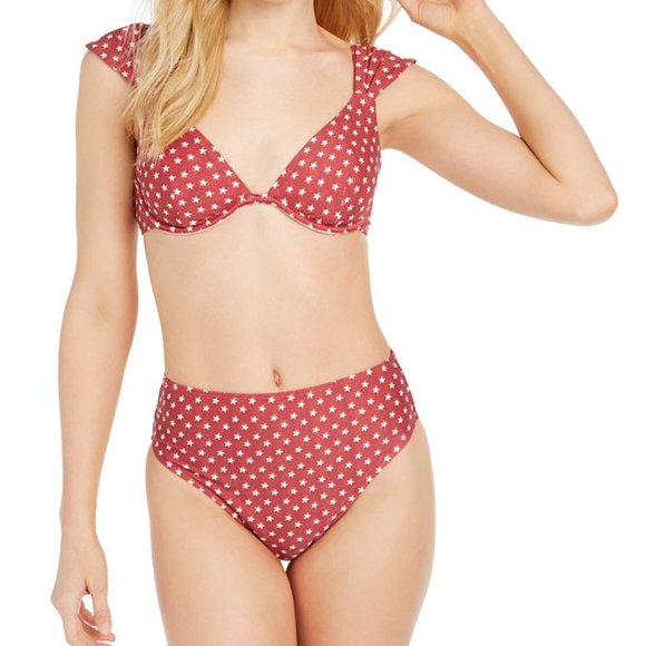 We Wore What RED STARS Allie Star Underwire Bikini set large Red (rust) NEW - Picture 1 of 4